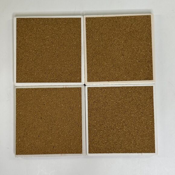 4 Piece Ceramic Game Coaster Set Cork Back Checker Chess Inspired Red Shed Gift - Picture 3 of 13